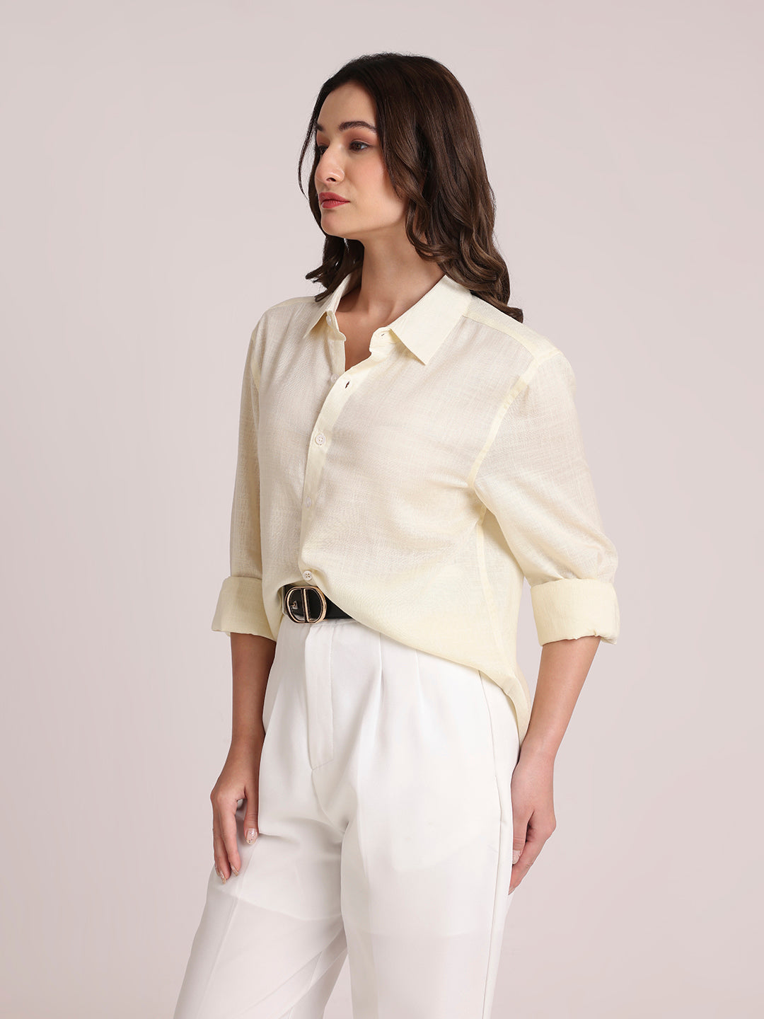 Lemon Yellow Premium Linen Blend Shirt
