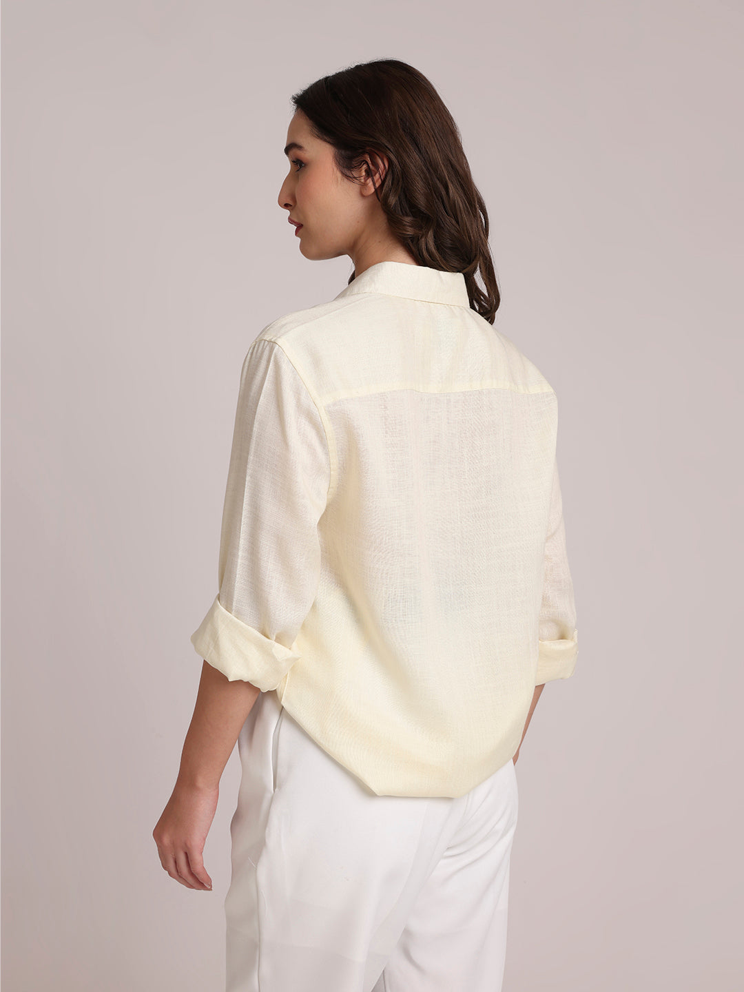 Lemon Yellow Premium Linen Blend Shirt