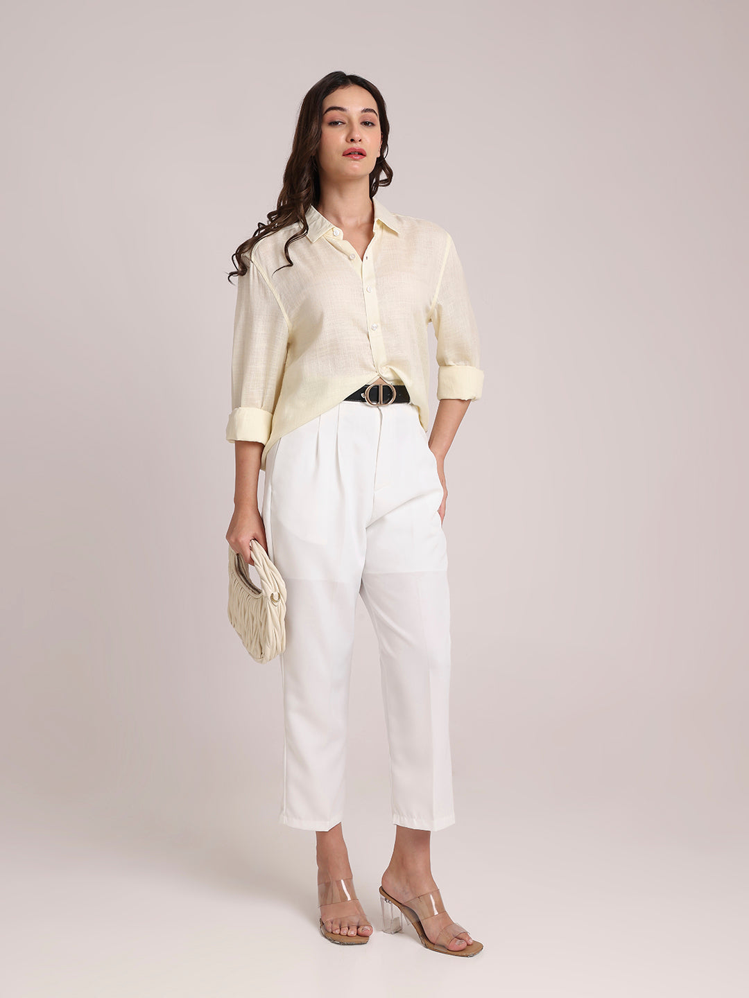 Lemon Yellow Premium Linen Blend Shirt