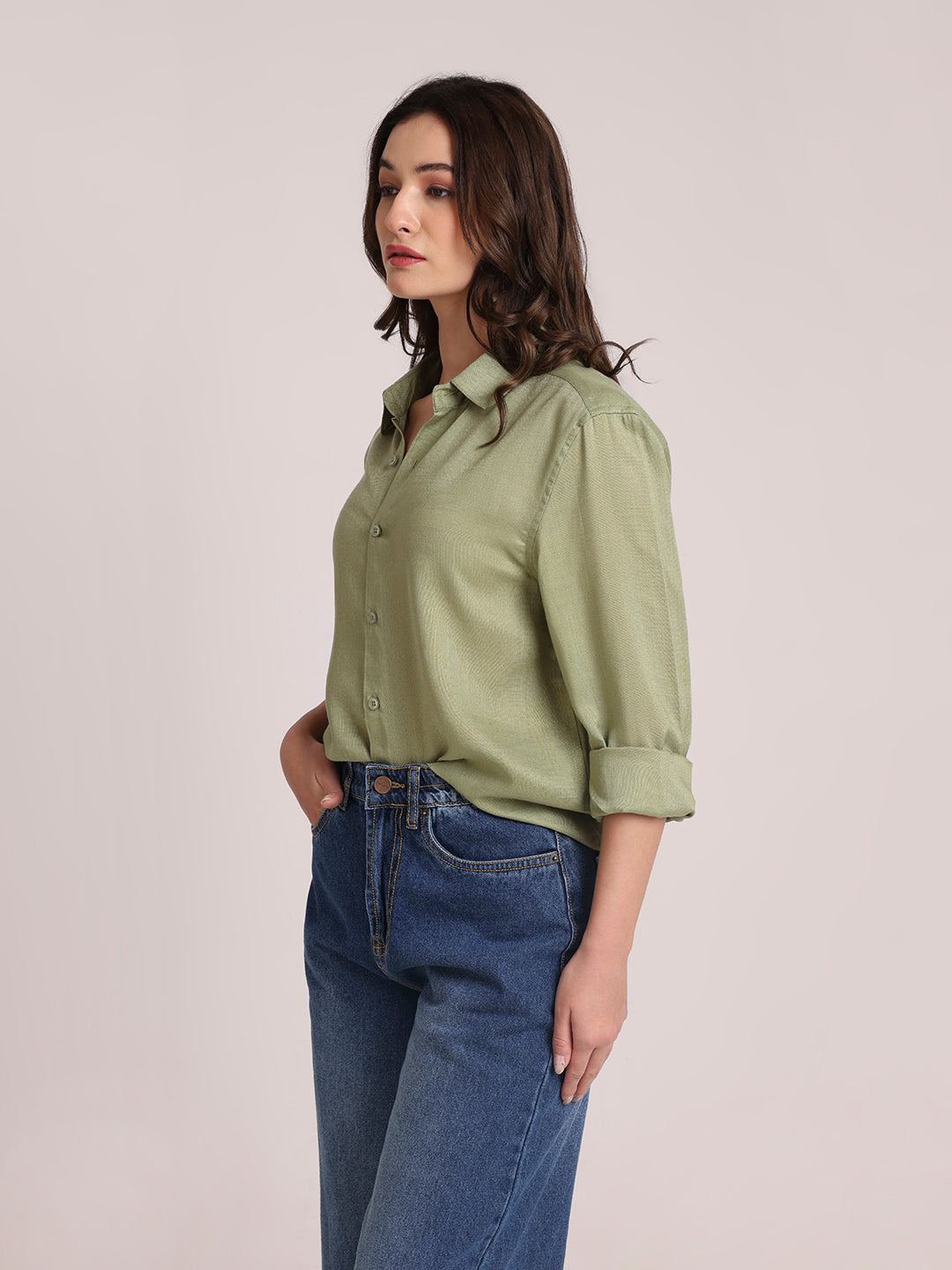 Olive Premium Linen Blend Shirt