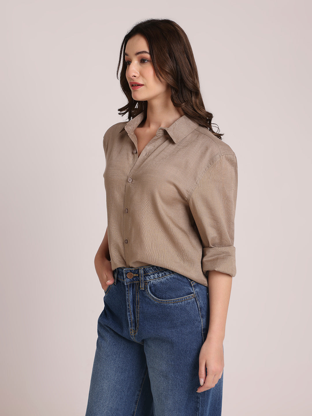 Beige Premium Linen Blend Shirt