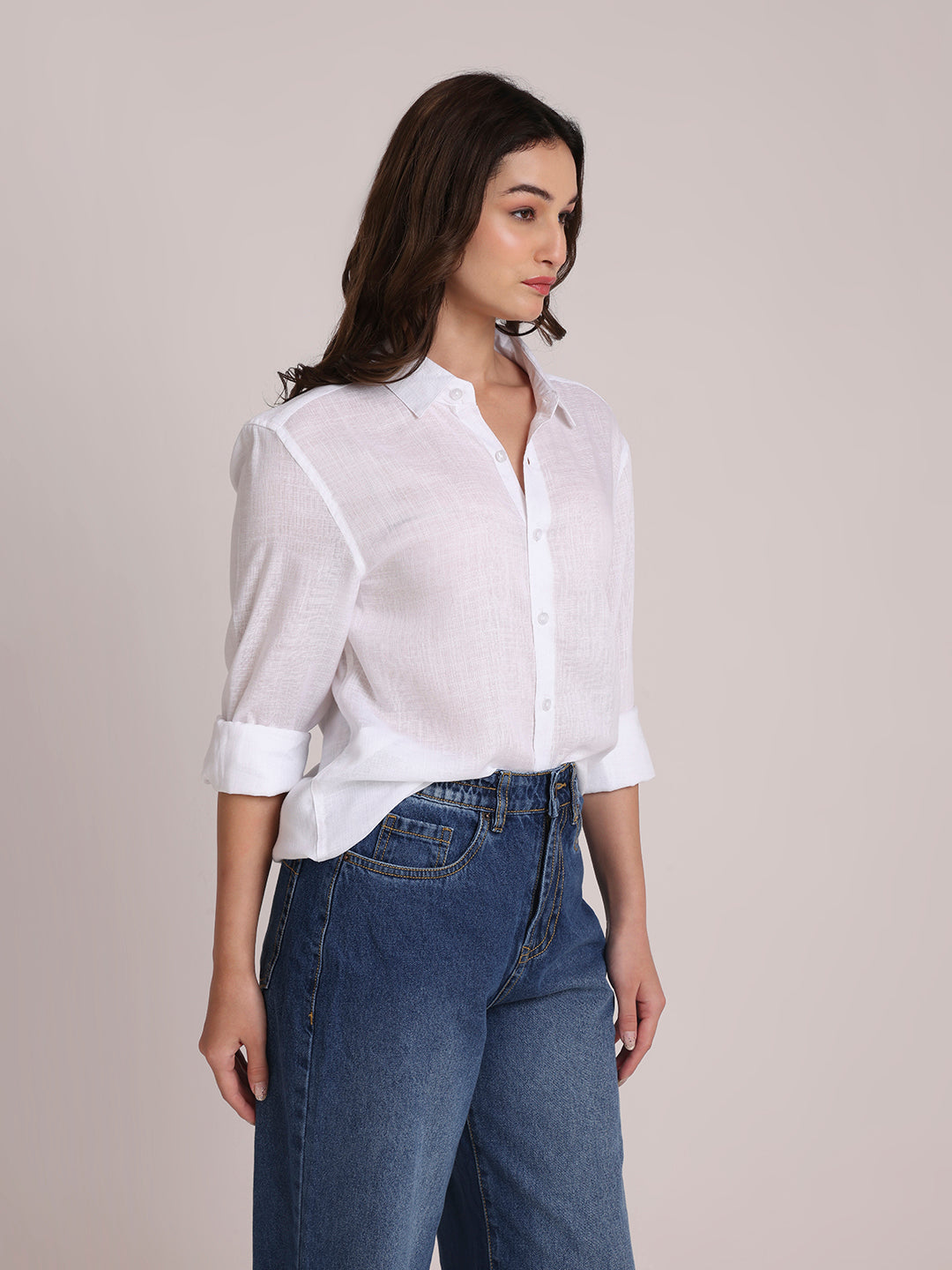 White Premium Linen Blend Shirt