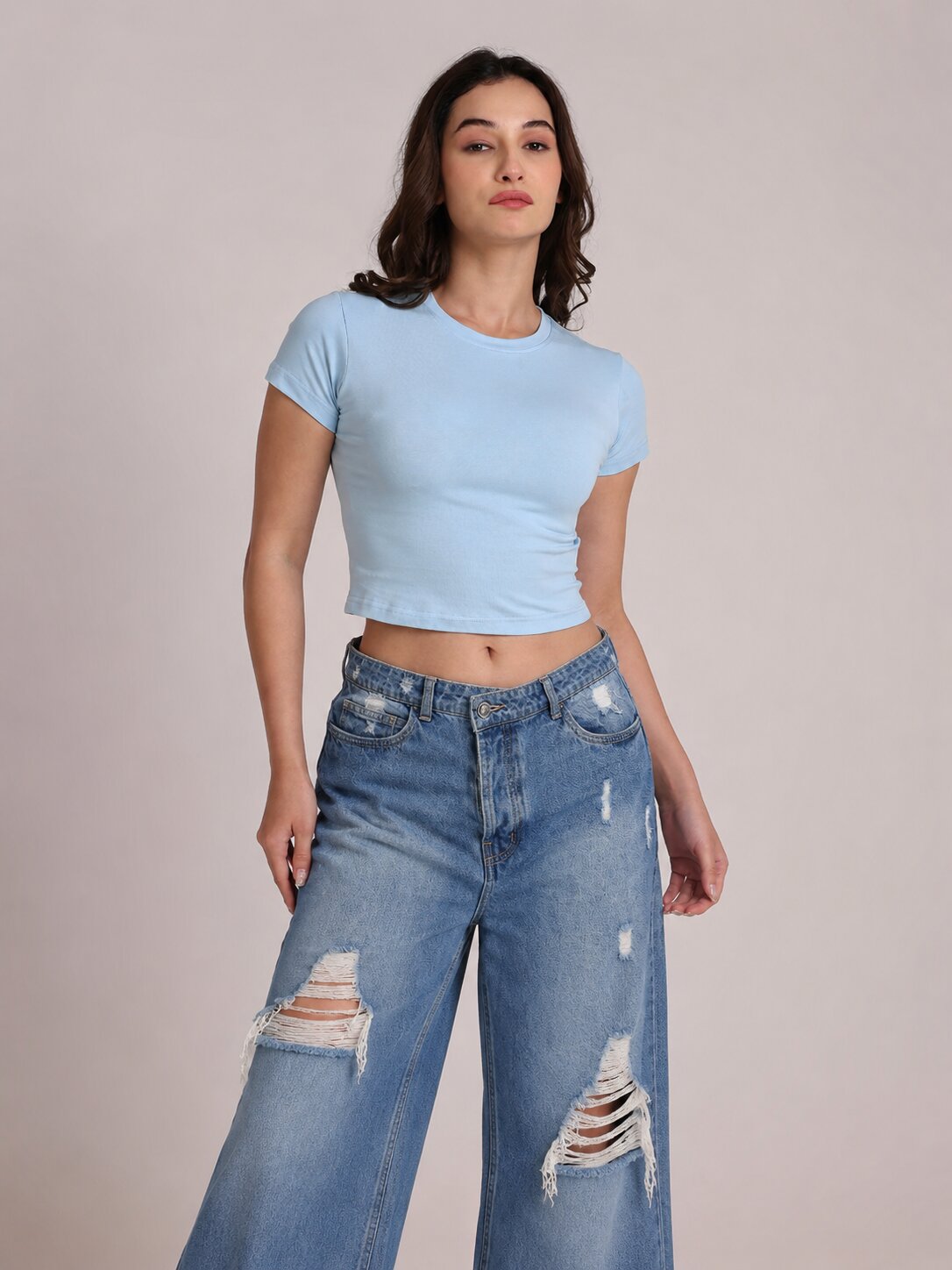 Light Blue Crop Top
