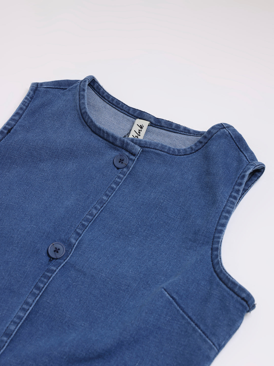 Denim Sleeveless Button-Down Jacket