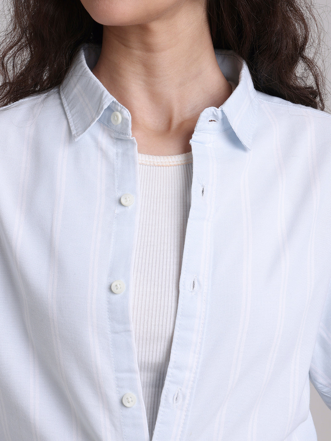 Sky Blue Oxford Striped Oversized Shirt