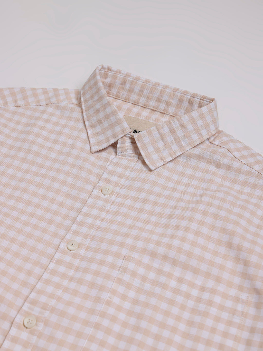 Beige Gingham Oversized Cotton Shirt