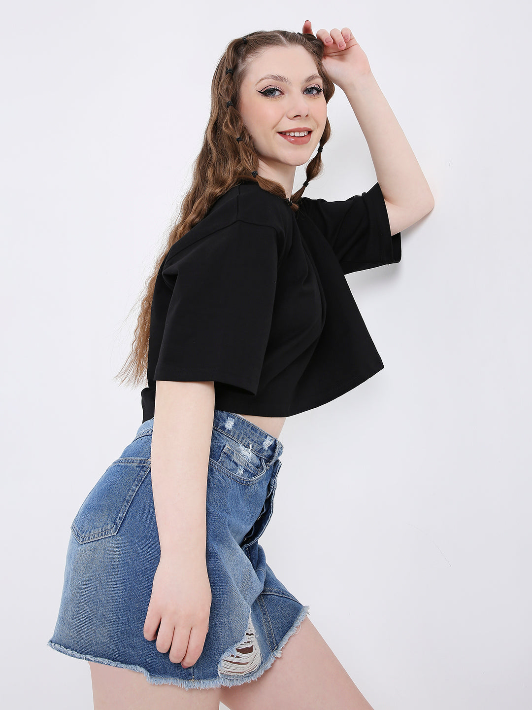 OVERSIZE CROP TOP: BLACK