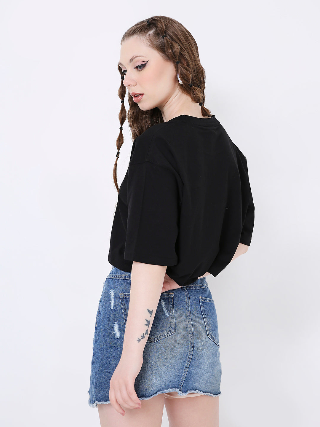 OVERSIZE BASIC BLACK CROP TOP