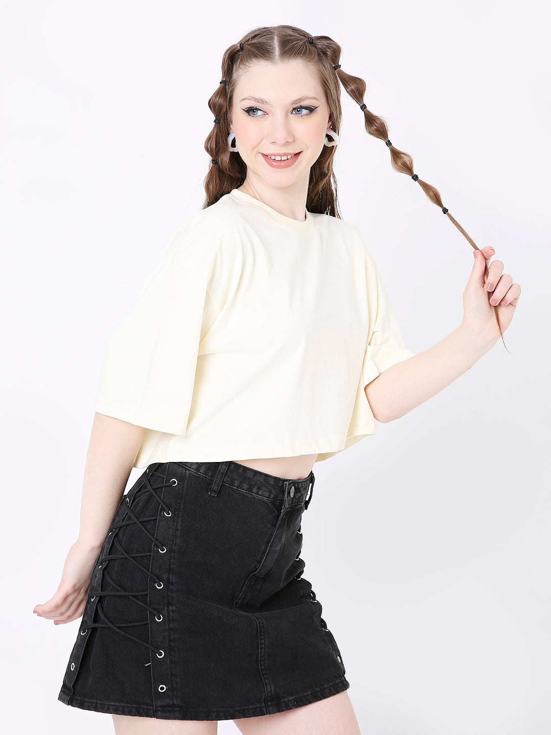 OVERSIZE CROP TOP: OFF-WHITE