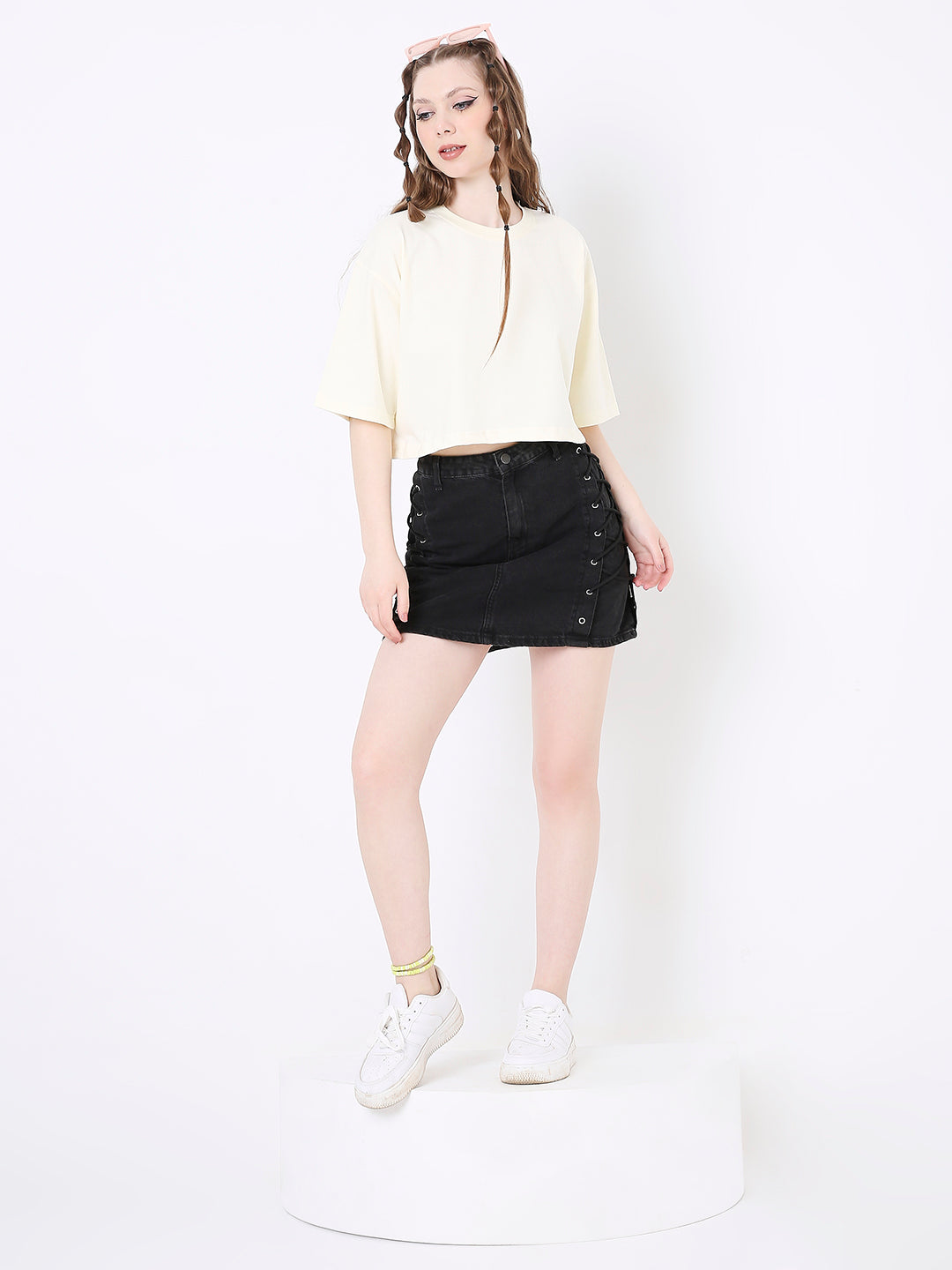 OVERSIZE BASIC BLACK CROP TOP