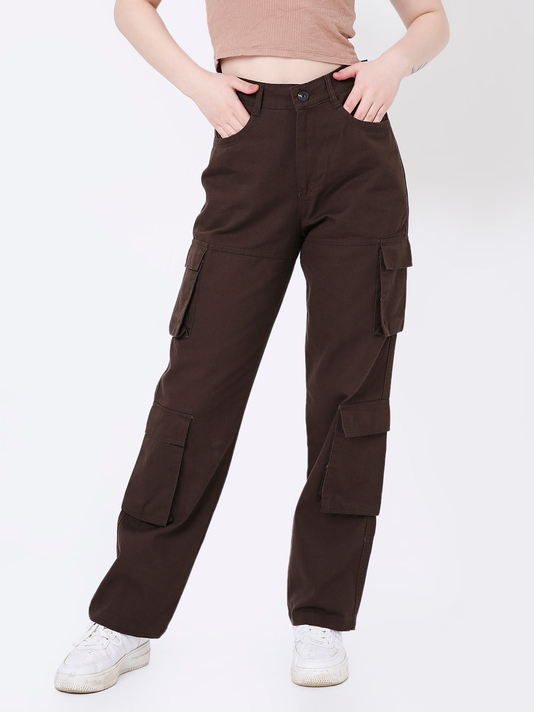 BROWN 8 POCKET CARGO PANTS