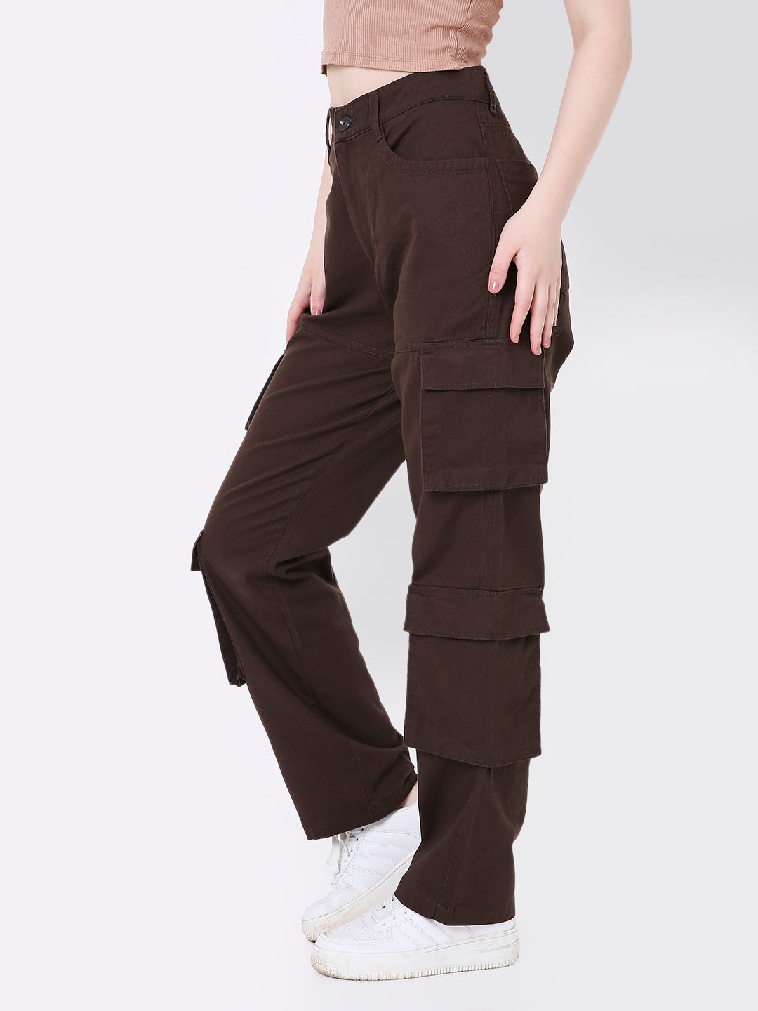 BROWN 8 POCKET CARGO PANTS