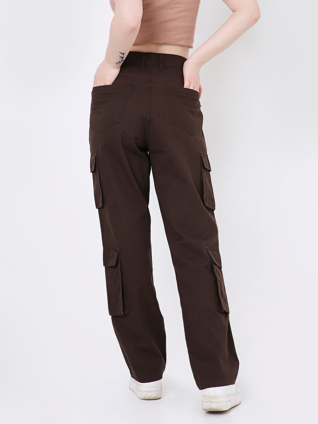 BROWN 8 POCKET CARGO PANTS
