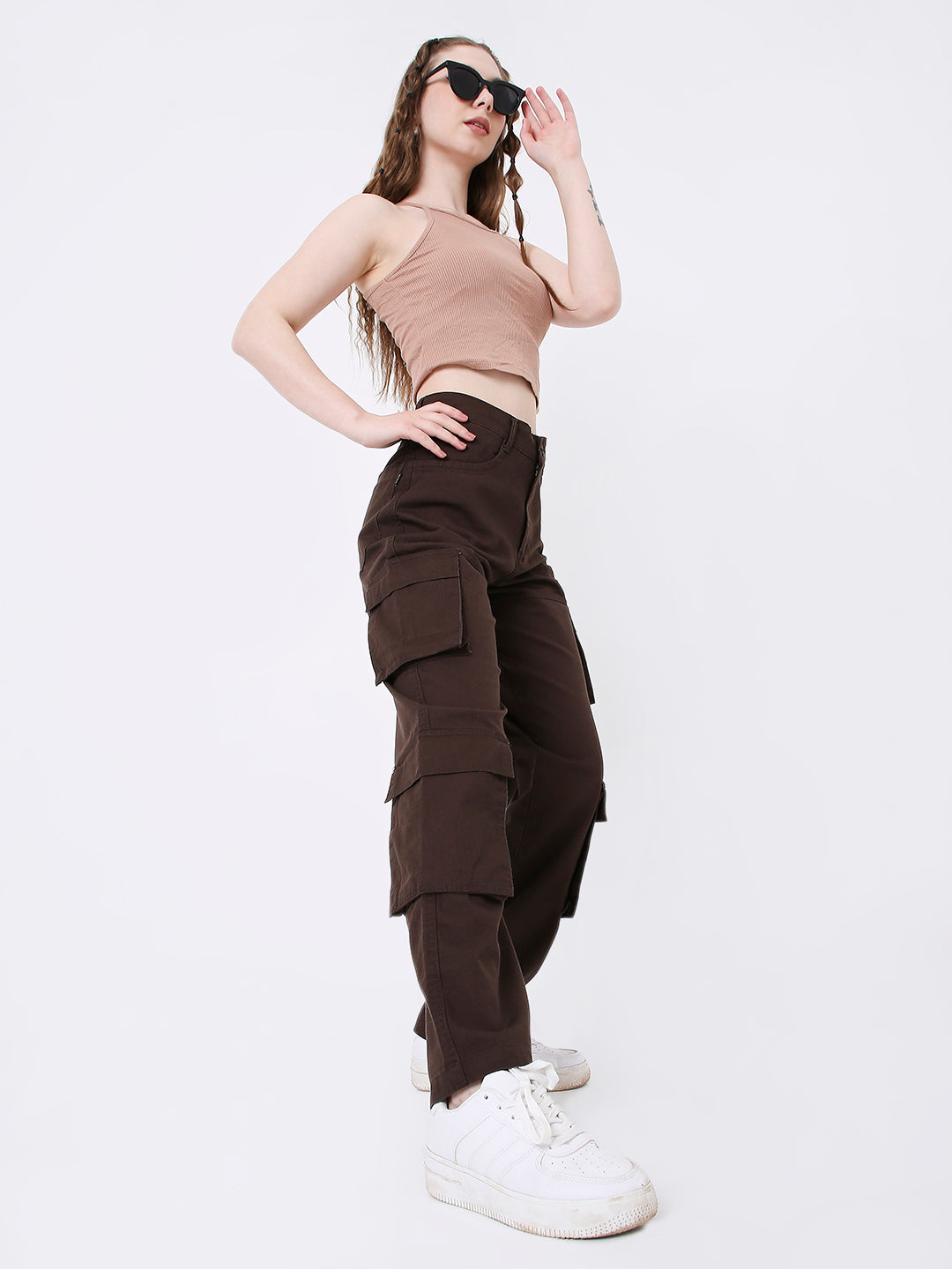 BROWN 8 POCKET CARGO PANTS