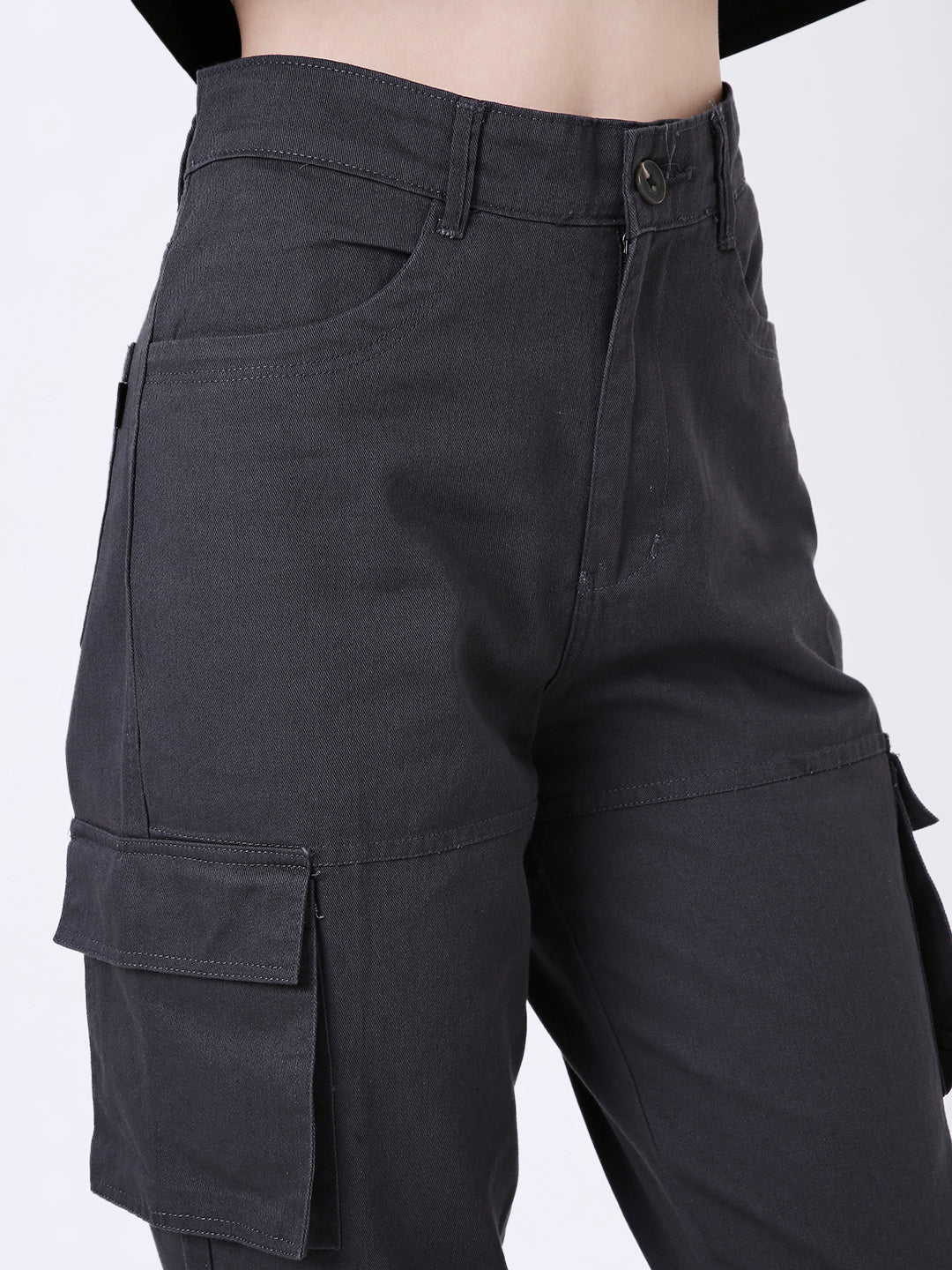 DARK GREY 8 POCKET CARGO PANTS
