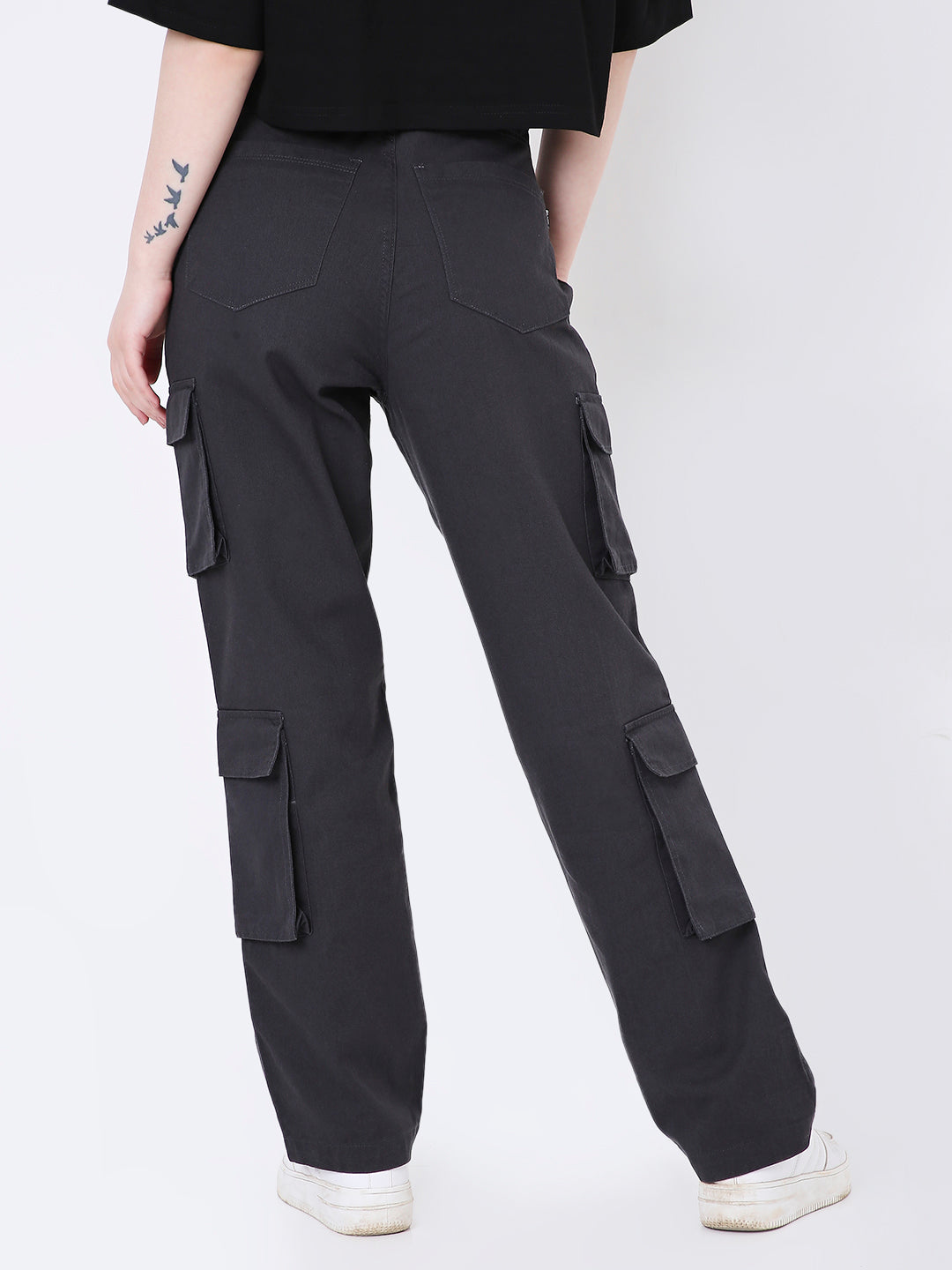 DARK GREY 8 POCKET CARGO PANTS