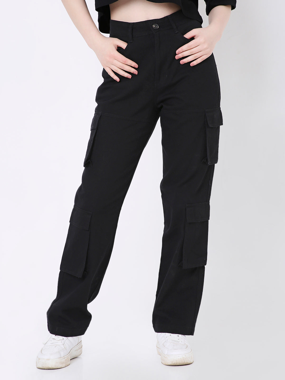 BLACK 8 POCKET CARGO PANTS