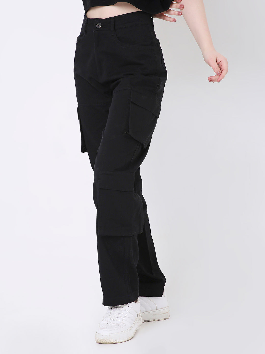 BLACK 8 POCKET CARGO PANTS