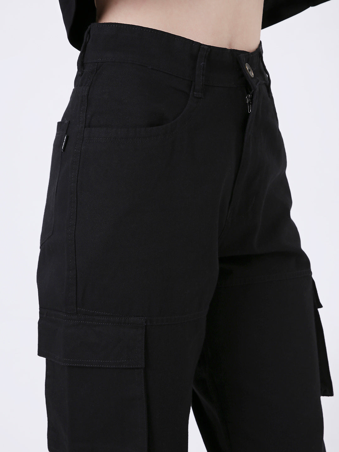 BLACK 8 POCKET CARGO PANTS