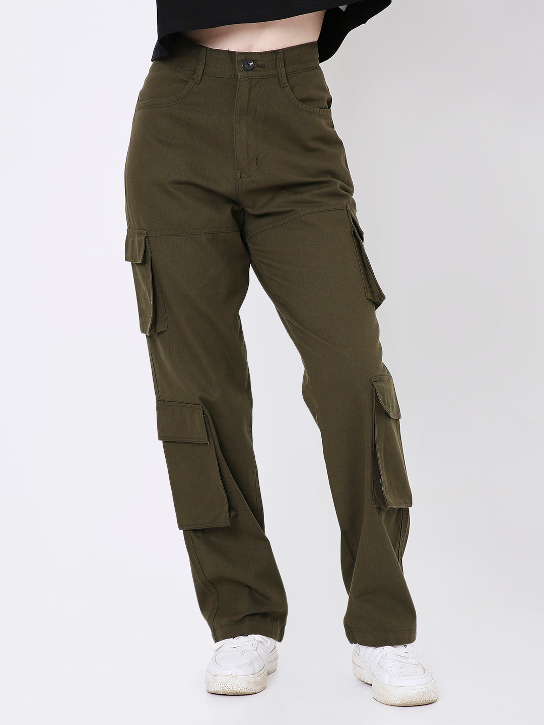 OLIVE GREEN 8 POCKET CARGO PANTS