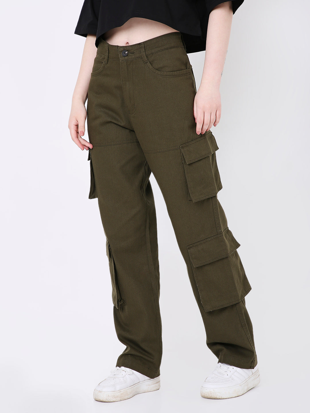 OLIVE GREEN 8 POCKET CARGO PANTS