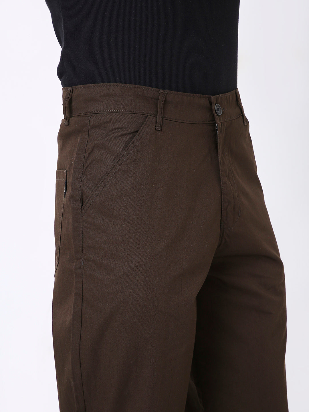 BROWN CLASSIC STRAIGHT-LEG COTTON PANTS