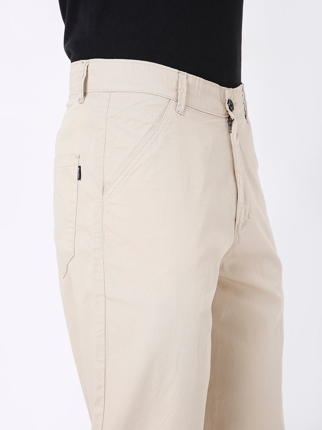 CREAM CLASSIC STRAIGHT-LEG COTTON PANTS