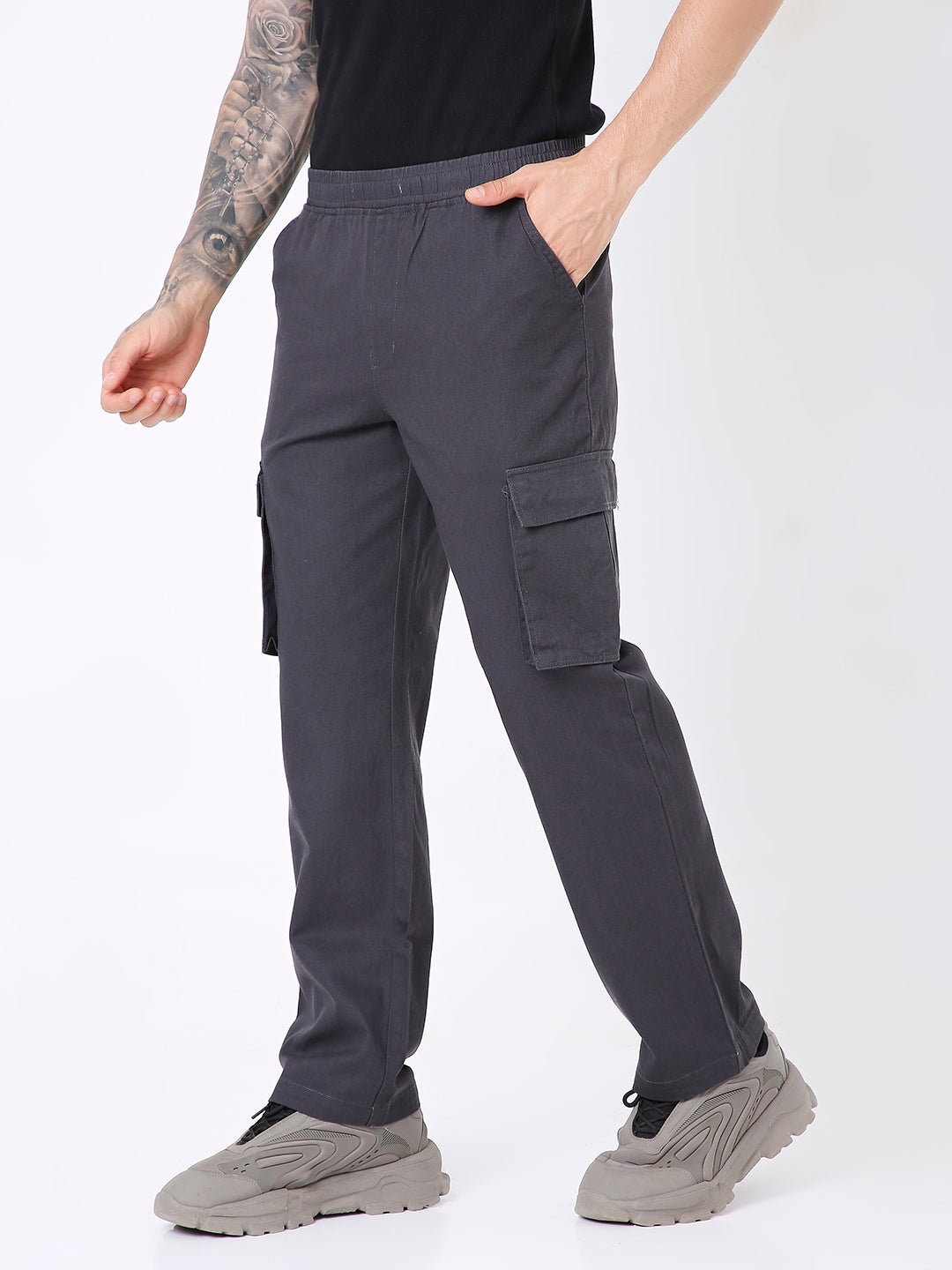 DARK GREY ESSENTIAL 5 POCKET CARGO PANTS