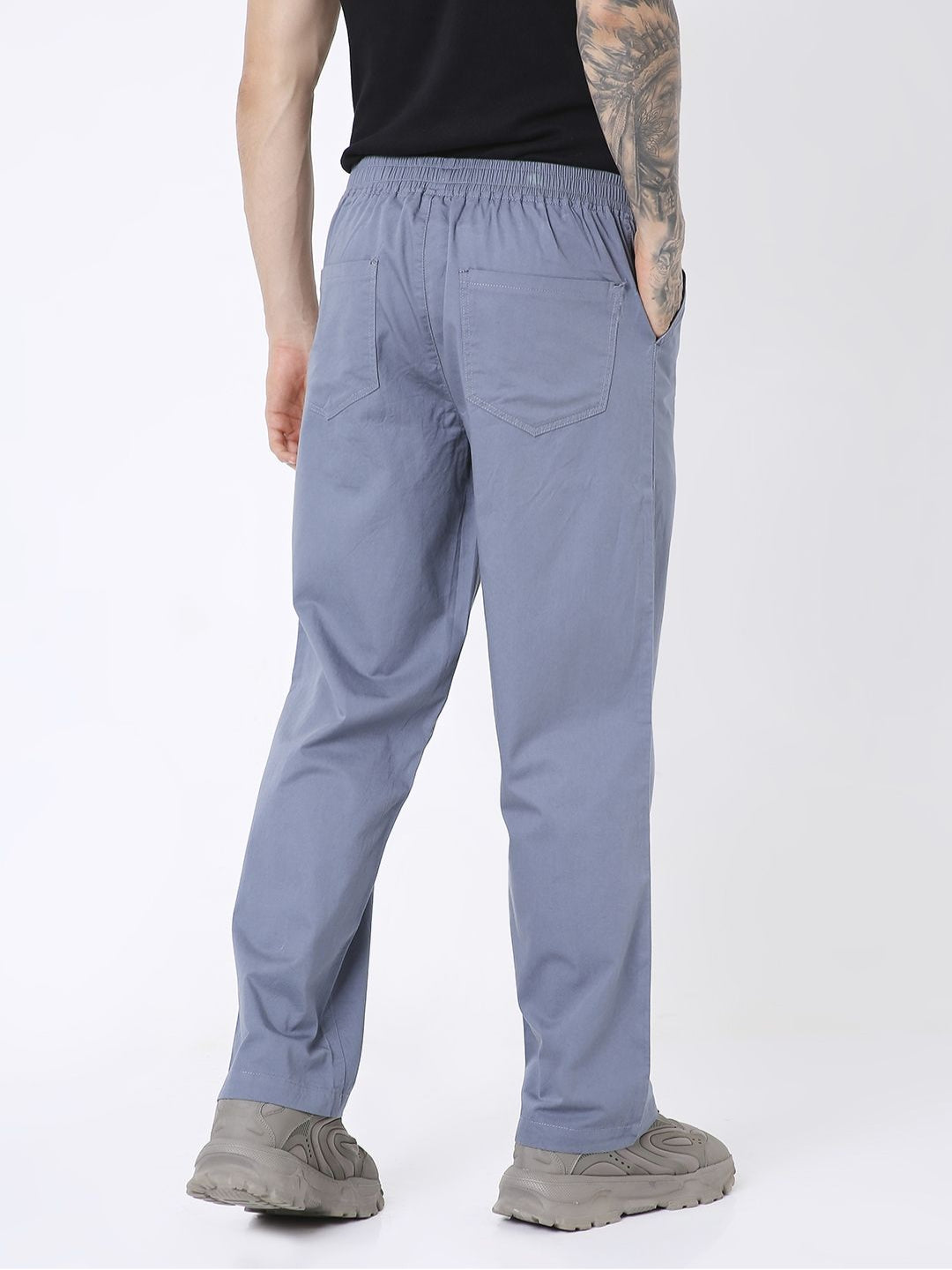 SLATE BLUE CLASSIC FIT DRAWSTRING PANTS
