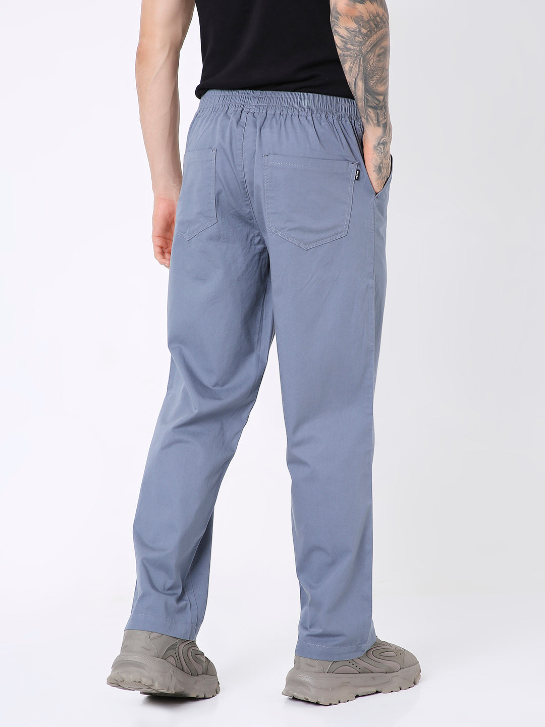 SLATE BLUE CLASSIC FIT DRAWSTRING PANTS