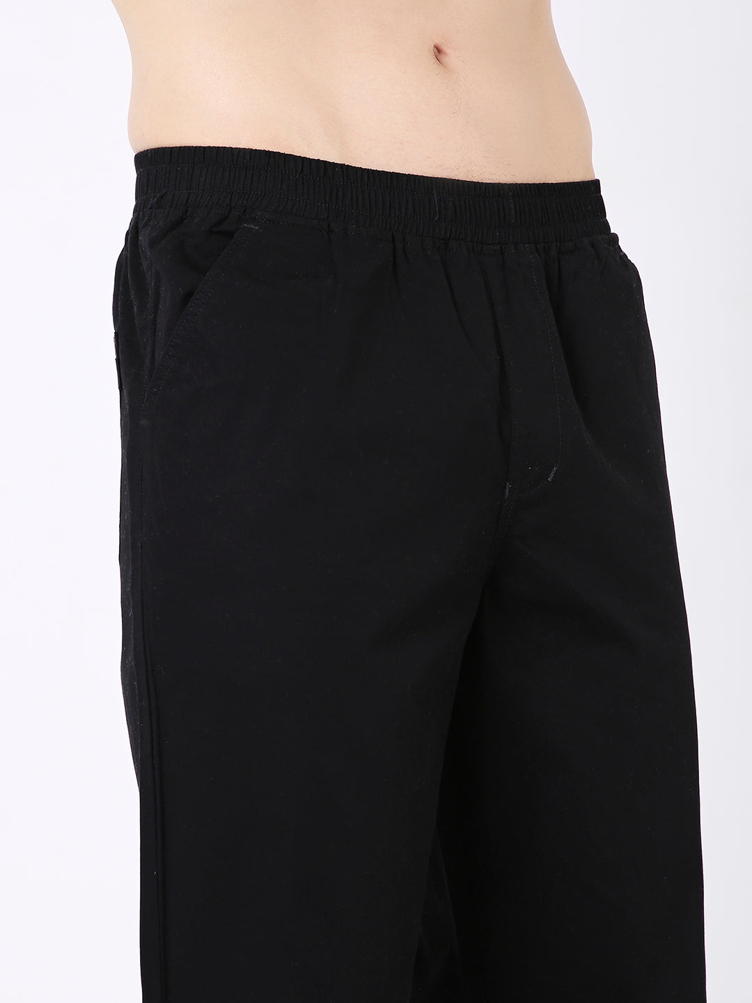 BLACK CLASSIC FIT DRAWSTRING PANTS