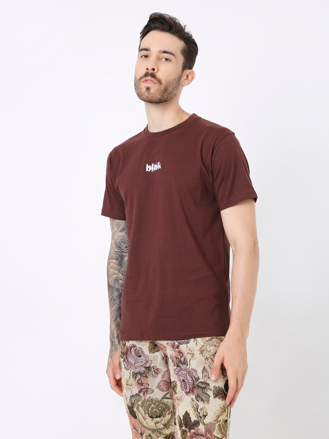 RELAXED FIT BROWN PRINTED TSHIRT