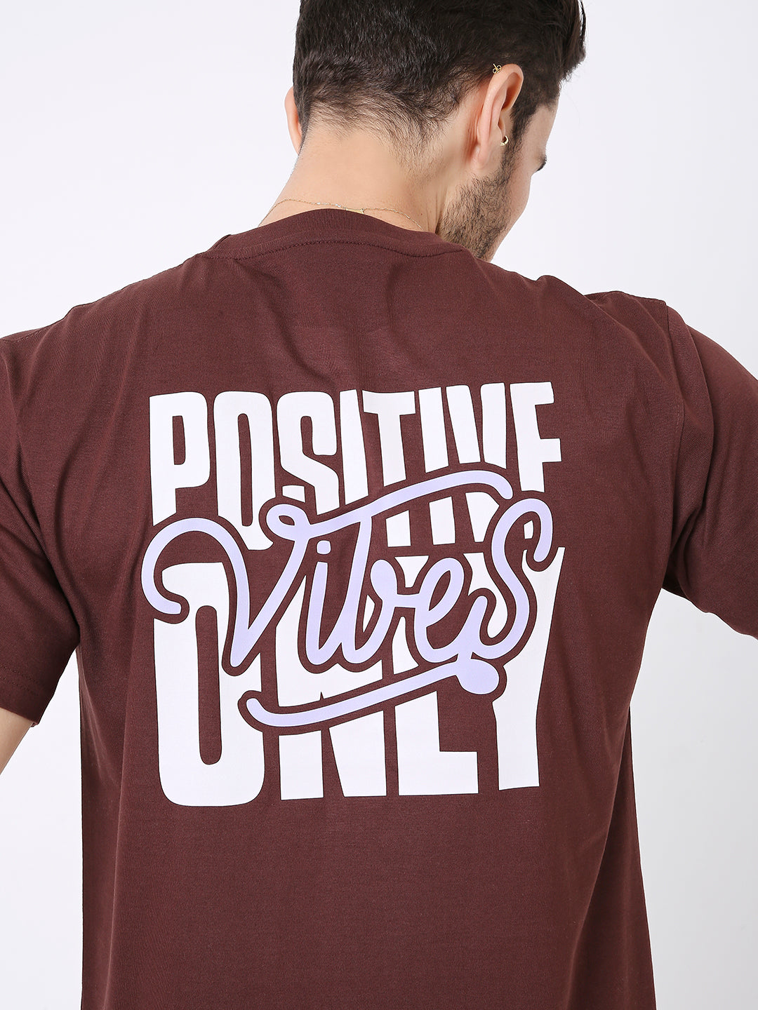 RELAXED FIT BROWN PRINTED TSHIRT