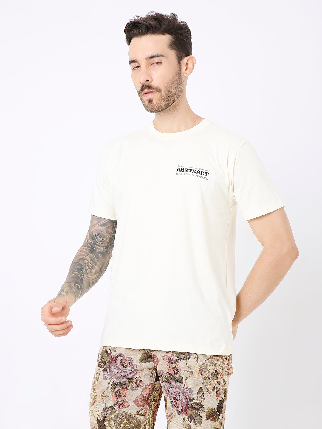 RELAXED FIT OFF-WHITE PRINTED TSHIRT