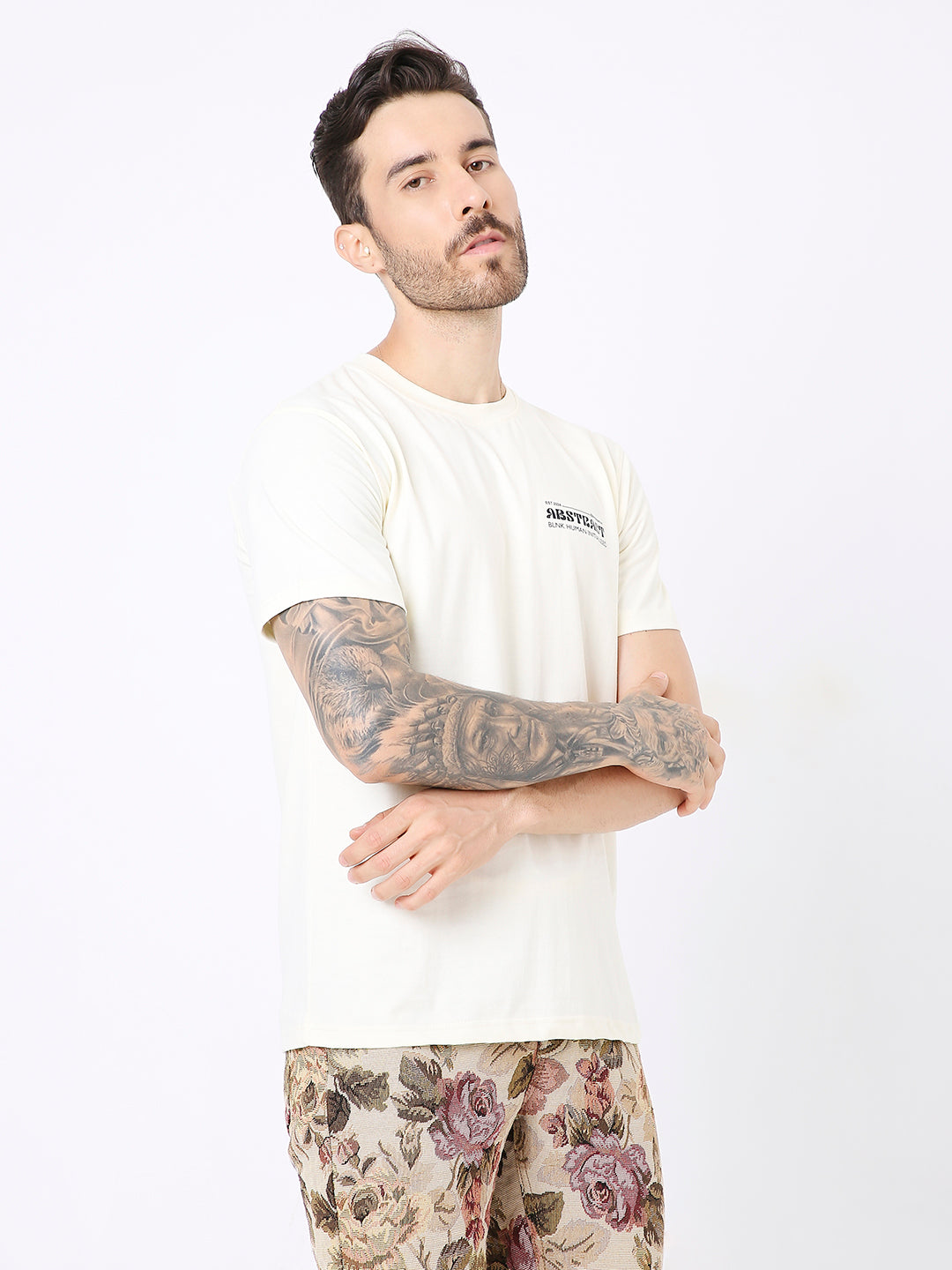 RELAXED FIT OFF-WHITE PRINTED TSHIRT