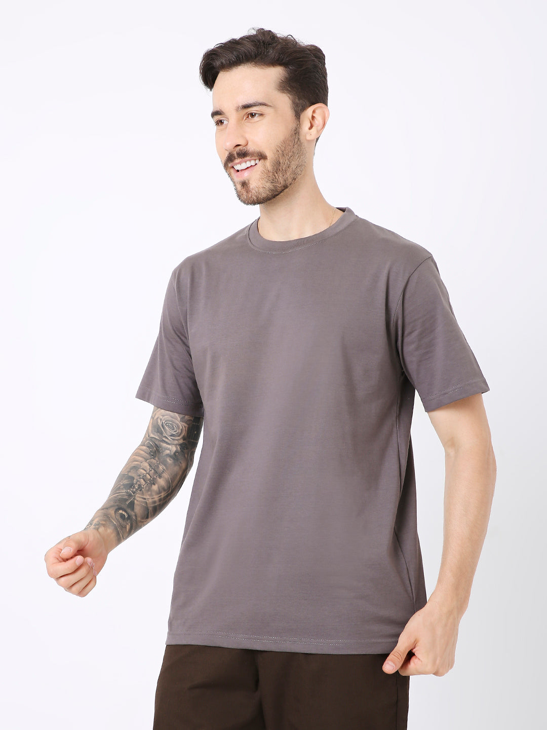 RELAXED FIT STEEL GREY SOLID TSHIRT