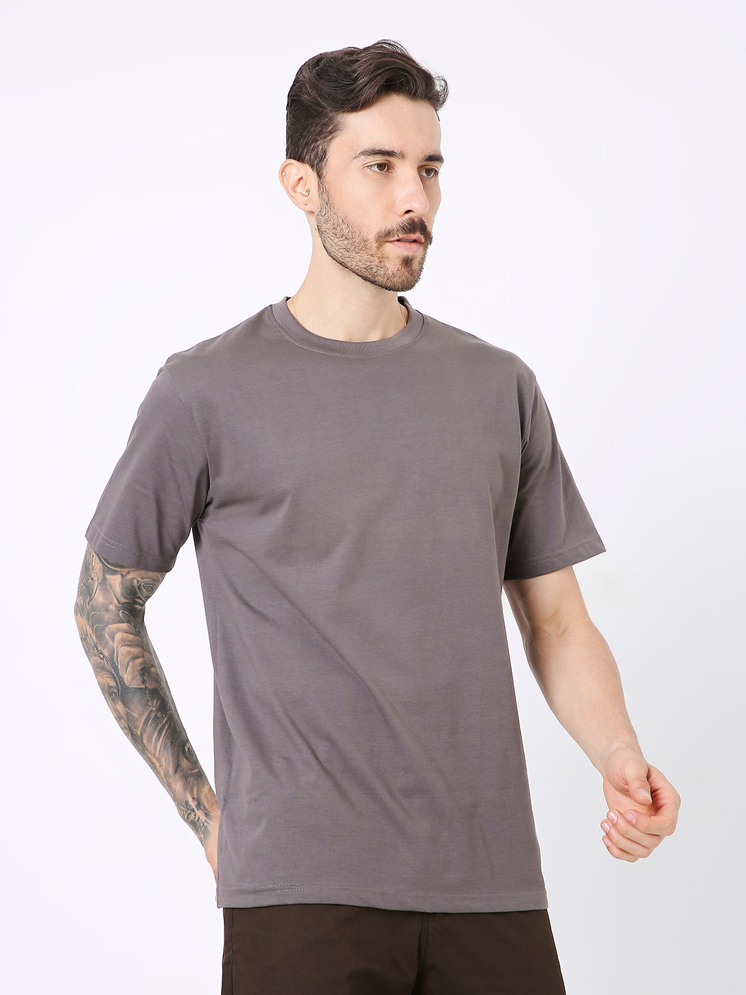 RELAXED FIT STEEL GREY SOLID TSHIRT