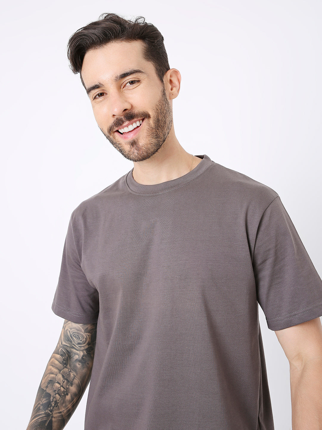 RELAXED FIT STEEL GREY SOLID TSHIRT