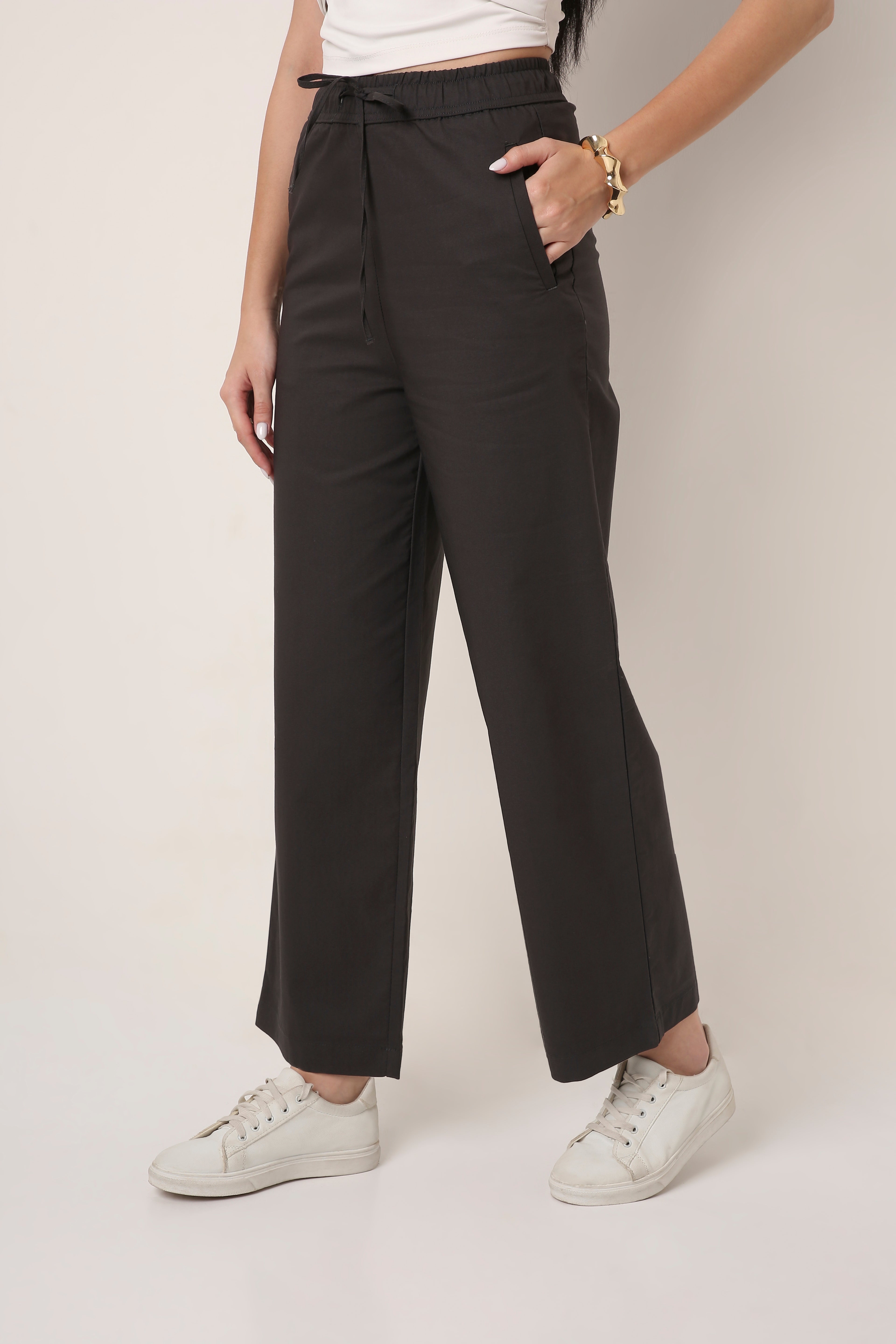 GRAY High-Waist Wide-Leg Pants