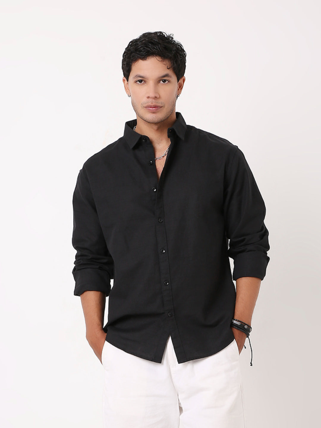 BLACK COTTON CORE SHIRT