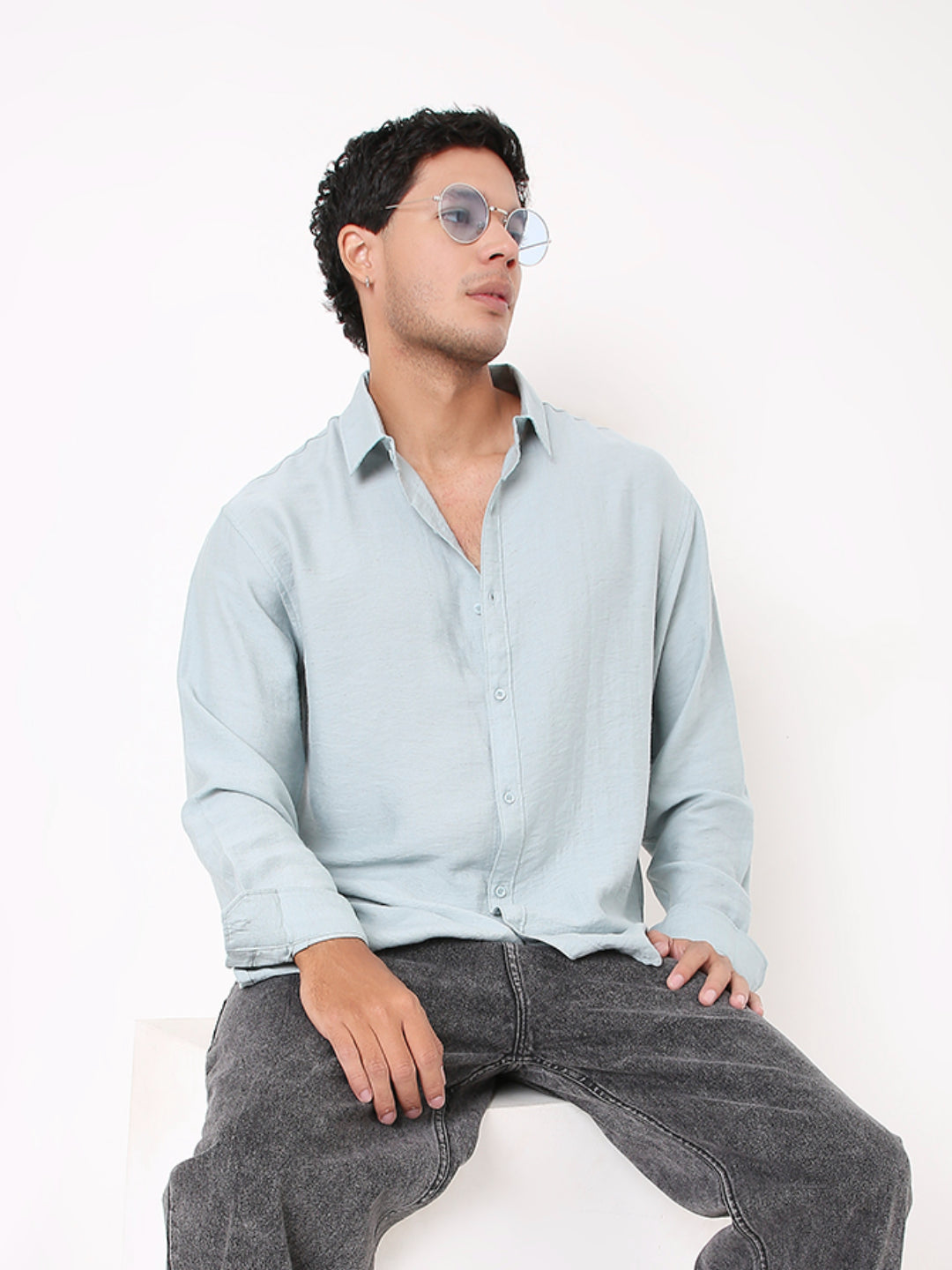 BLUE PREMIUM LINEN BLEND SHIRT