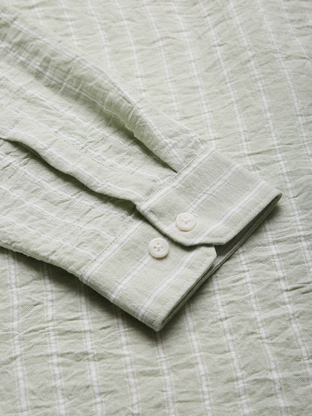 GREEN STRIPED MANDARIN SHIRT