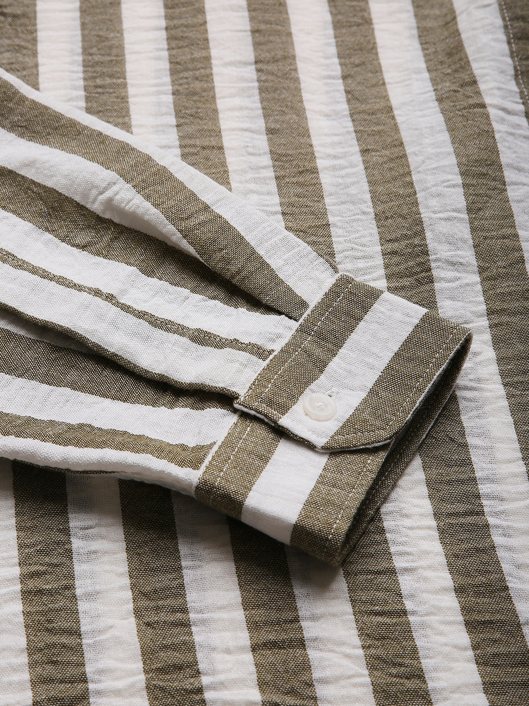 OLIVE VERTICAL STRIPED SHIRT