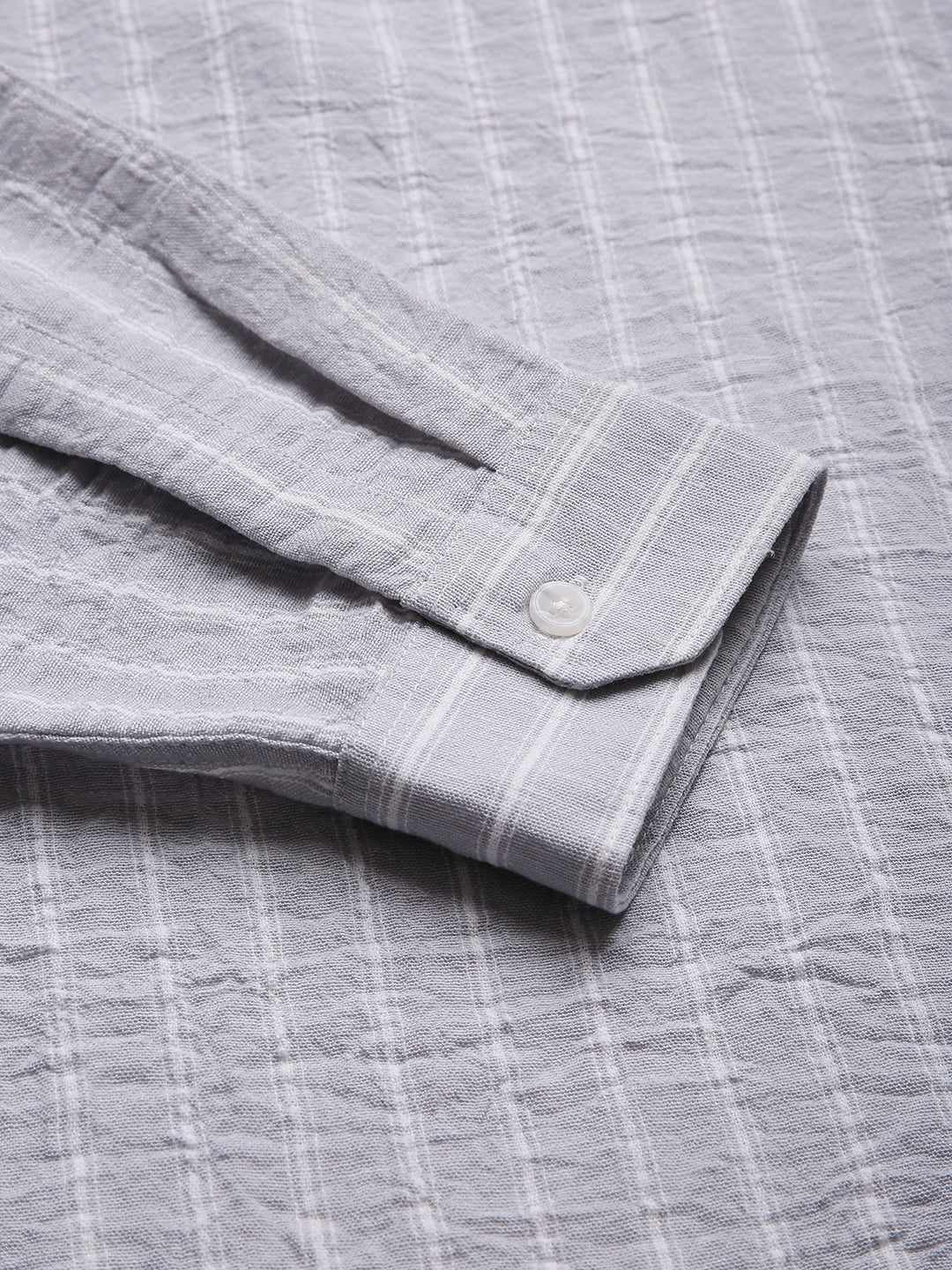 GRAY STRIPED MANDARIN SHIRT