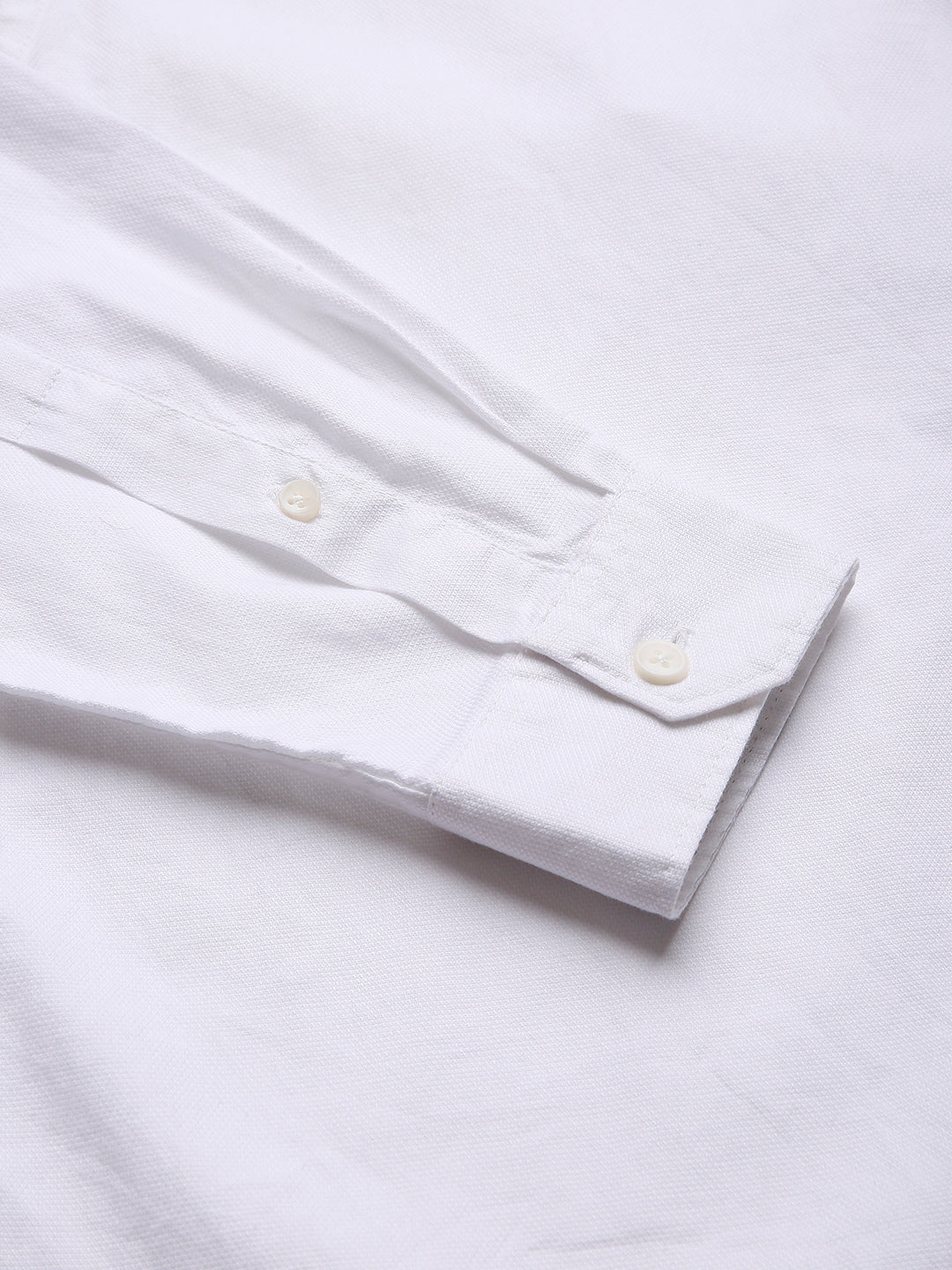 WHITE PREMIUM LINEN BLEND MANDARIN COLLAR SHIRT