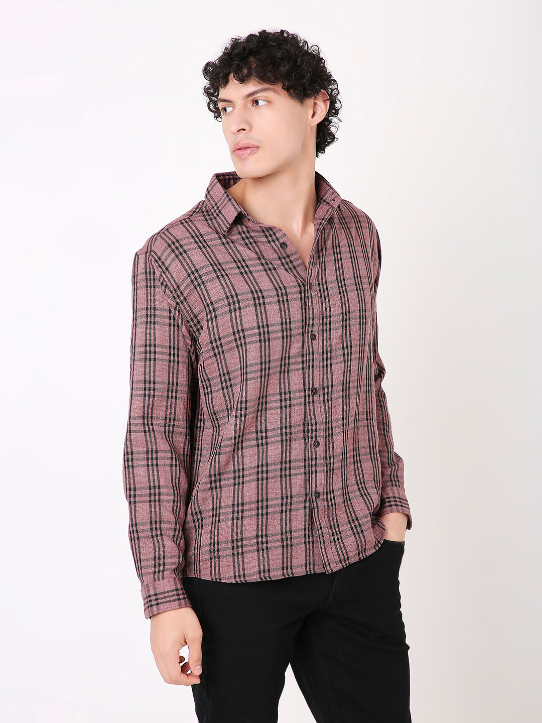 DUSTY PINK CLASSIC CHECKED SHIRT