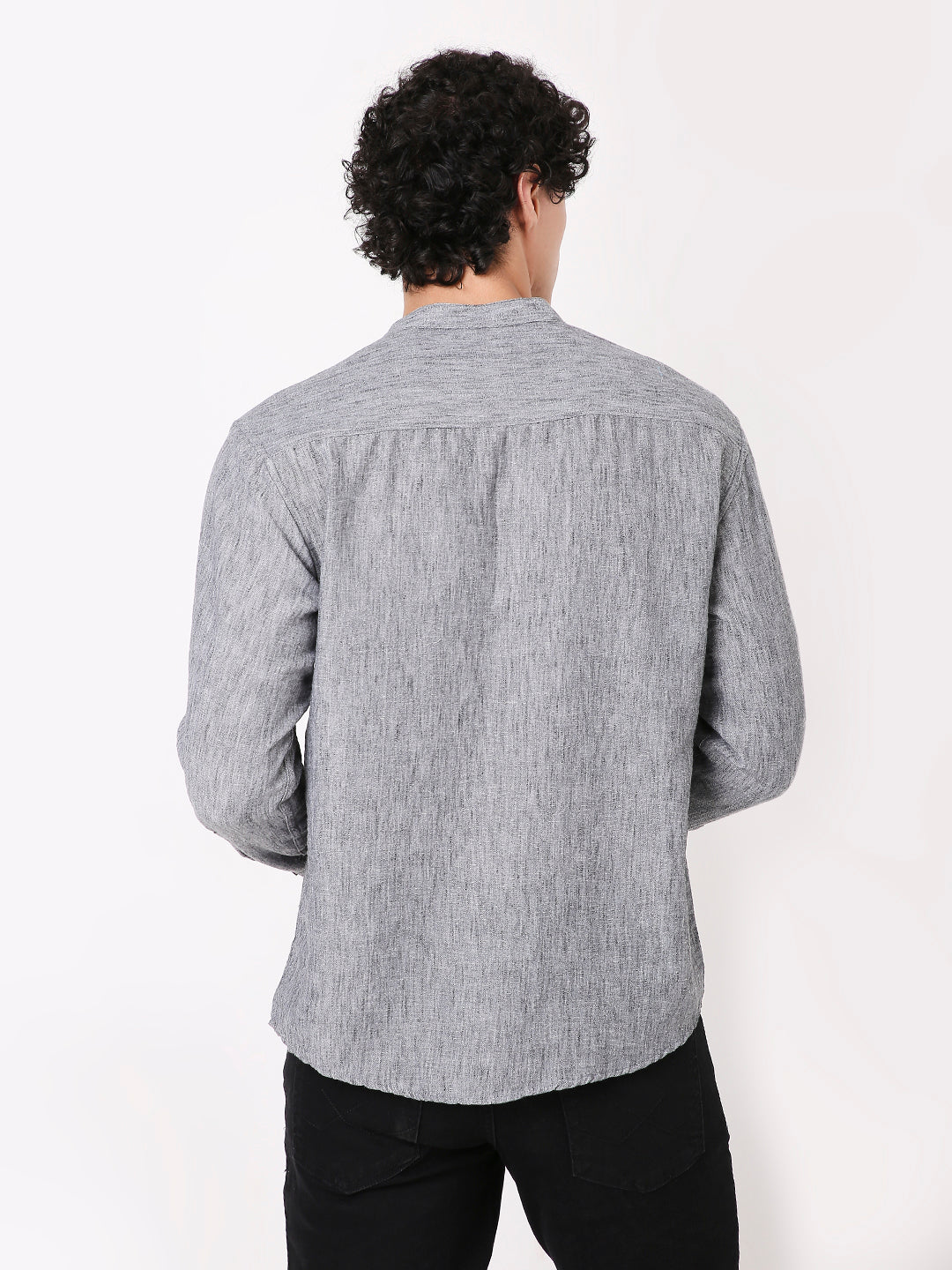 BLACK PREMIUM MANDARIN COLLAR SHIRT