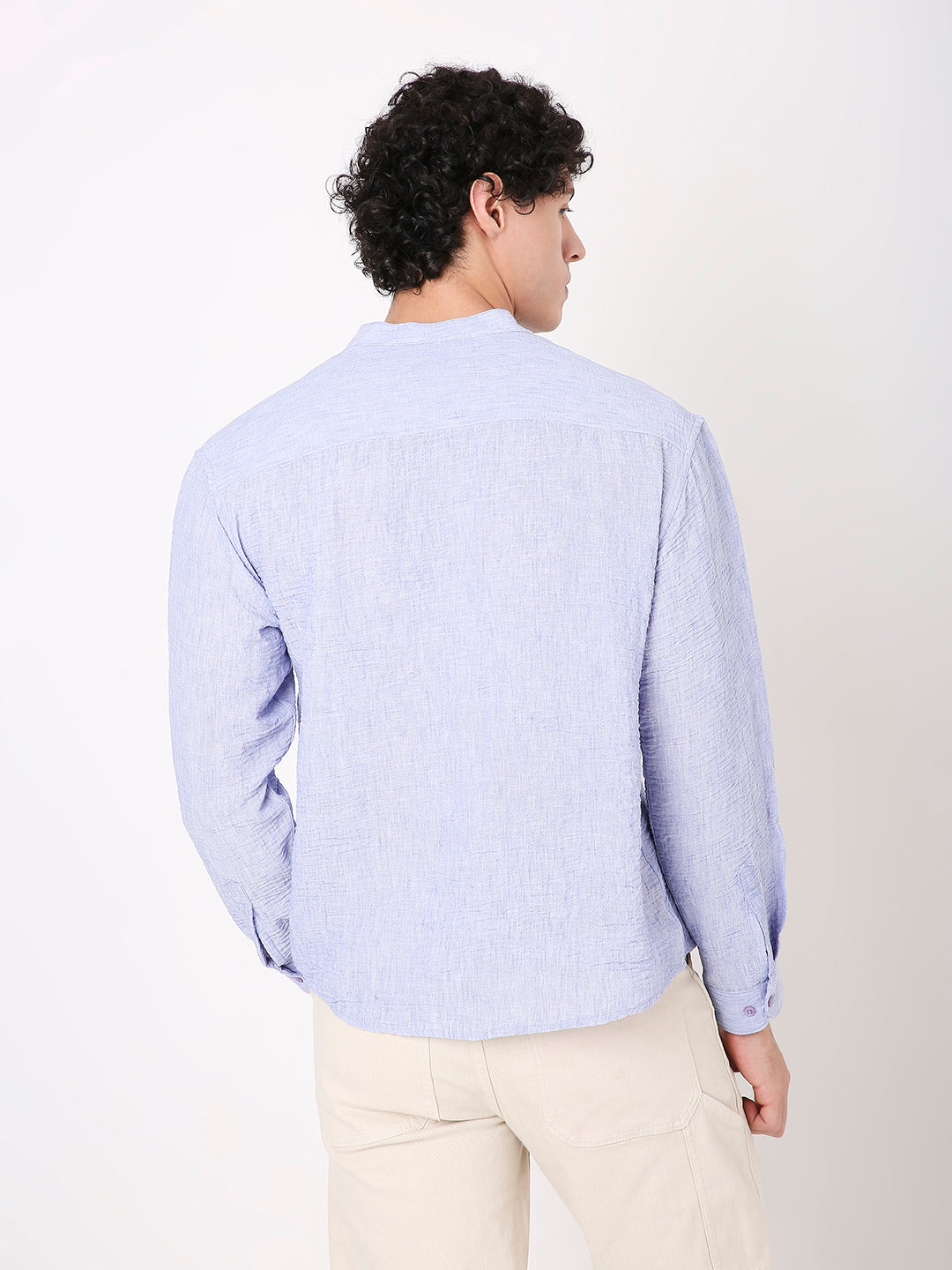 PREMIUM LINEN BLEND MANDARIN COLLAR SHIRT