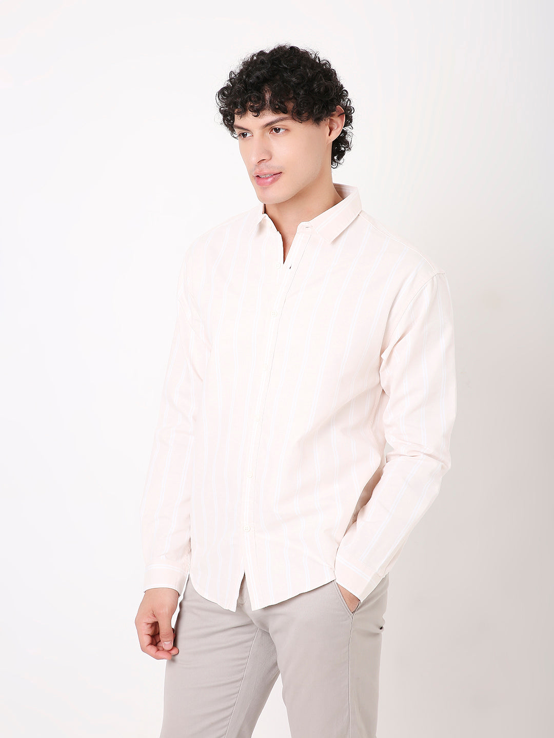 SOFT PEACH OXFORD STRIPED SHIRT