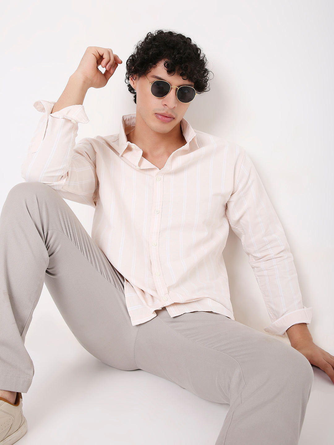 SOFT PEACH OXFORD STRIPED SHIRT